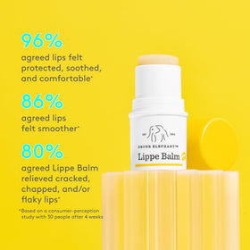 Drunk Elephant Lippe Balm texture close-up illustrating creamy, non-greasy finish