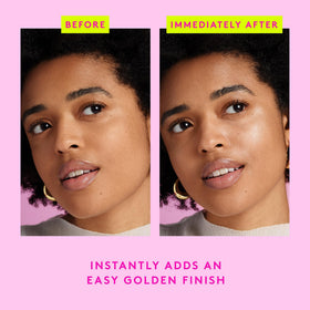 Drunk Elephant golden serum texture on skin highlighting warm radiance