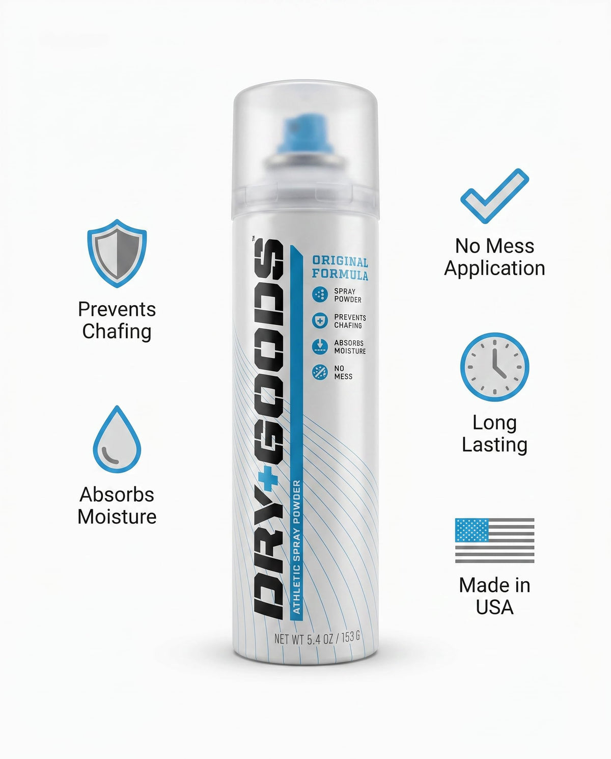 Dry Goods powder texture on skin showing fine dry barrier and reduced friction benefit