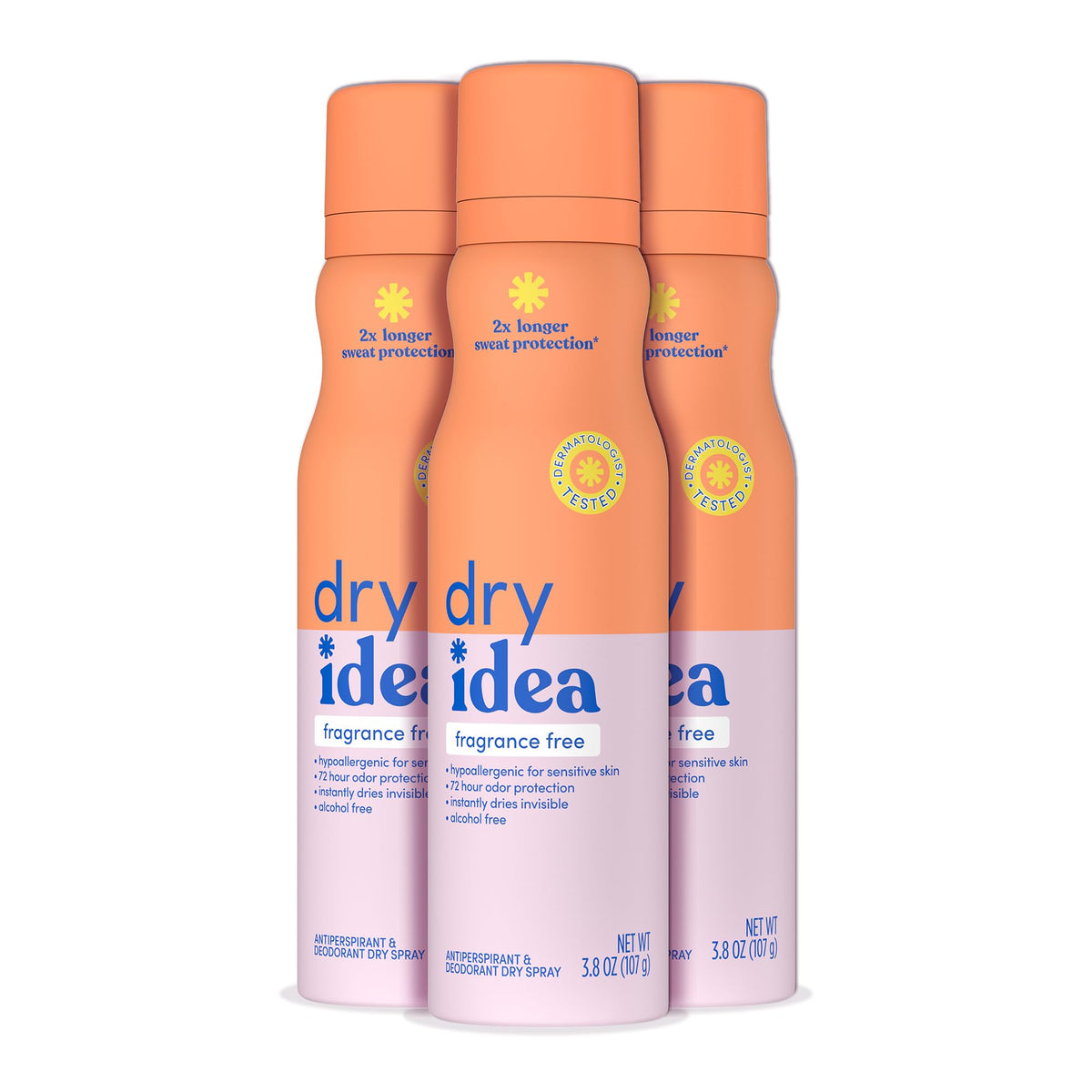 Dry Idea front packaging showing fragrance-free branding and benefits