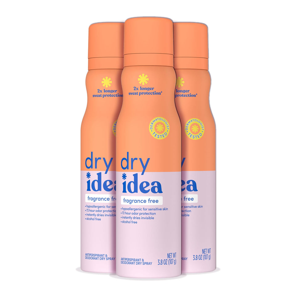 Dry Idea front packaging showing fragrance-free branding and benefits