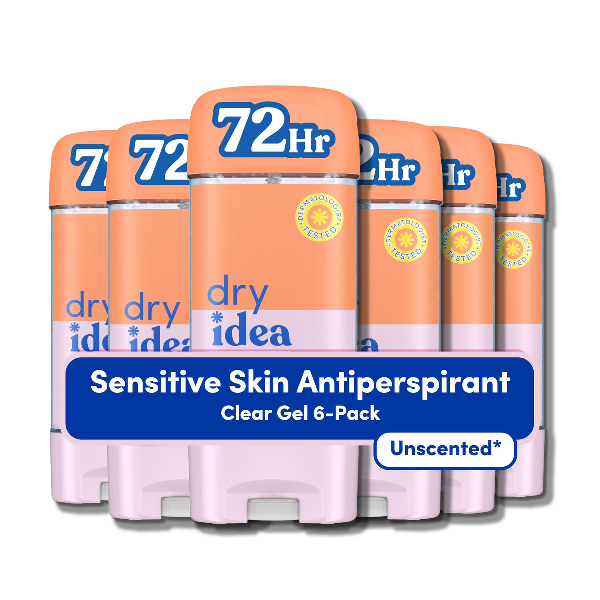 Dry Idea front packaging showing unscented gel and benefits