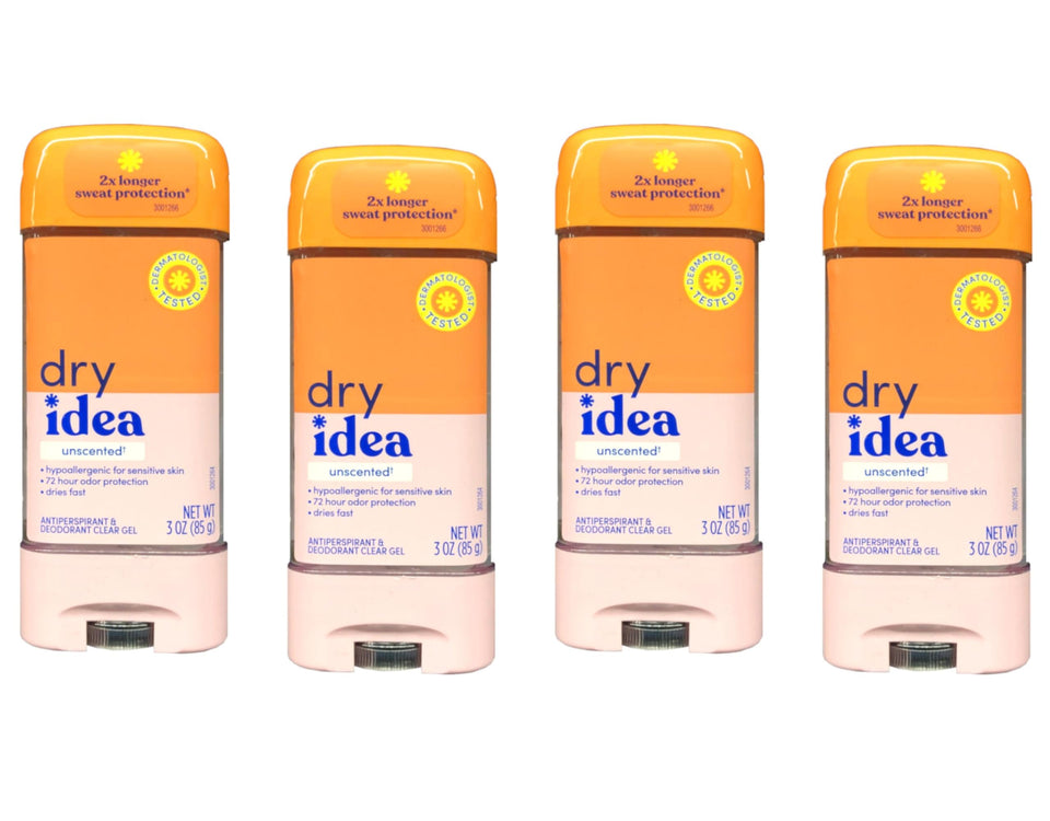 Dry Idea front tube view showing label and clear gel benefits
