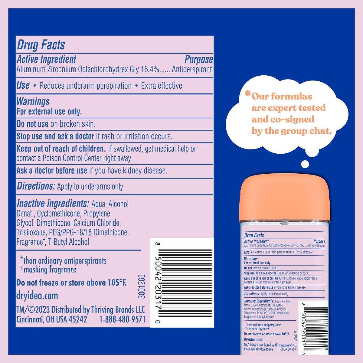 Dry Idea six-pack arrangement showing value and household supply