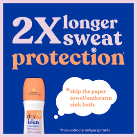 Dry Idea roll-on applicator close-up displaying smooth ball for easy, even application