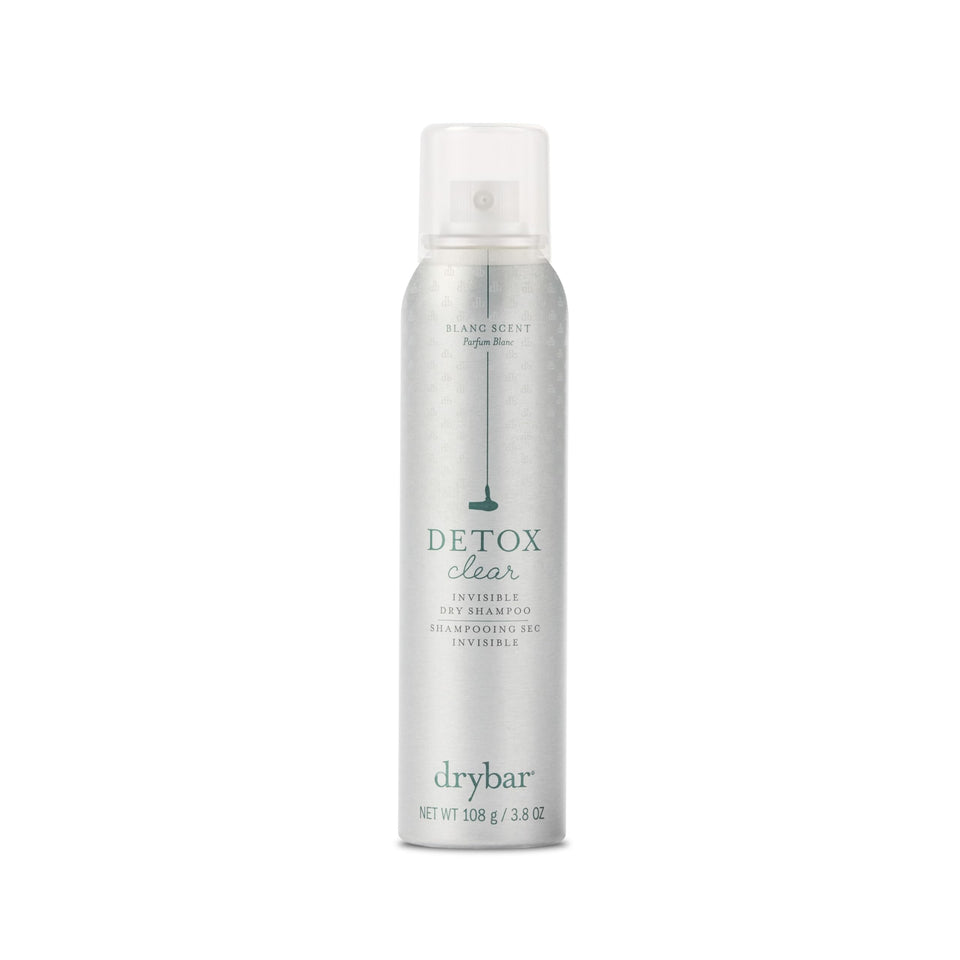 Drybar Detox Clear front packaging shows clear can for quick refresh