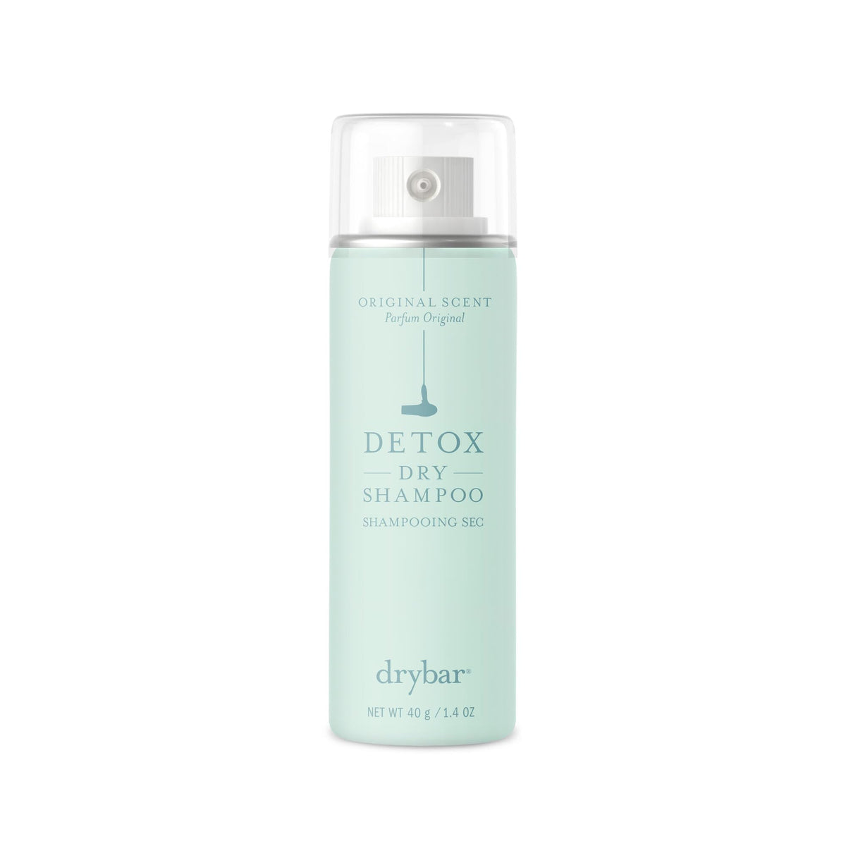 Drybar Detox front packaging showing compact travel bottle and benefits