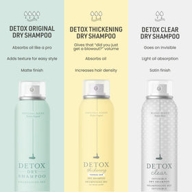 Drybar Detox label view highlighting vegan, cruelty-free ingredient benefits