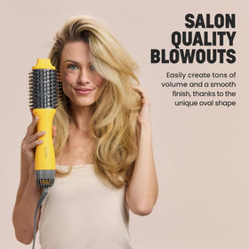Drybar Double Shot horizontal at crown creating visible root lift and volume