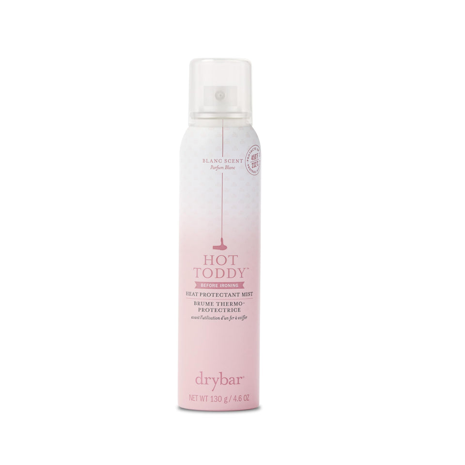 Drybar Hot Toddy front bottle view showing lightweight protectant benefit