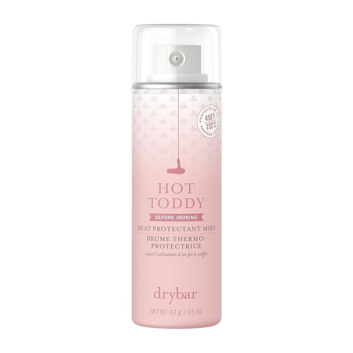 Drybar Hot Toddy front bottle showing branding and travel size benefit