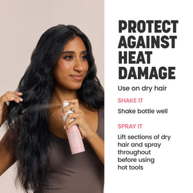 Drybar Hot Toddy before and after styled hair showing reduced frizz