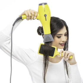 Drybar Lemon Bar used during blowout to smooth sections and boost shine benefit
