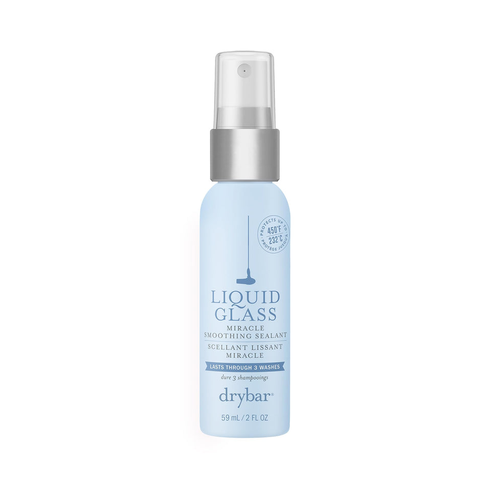 Drybar travel-size front packaging showing compact heat protectant