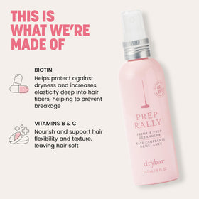 Drybar ingredient layout highlighting biotin and vitamins benefit