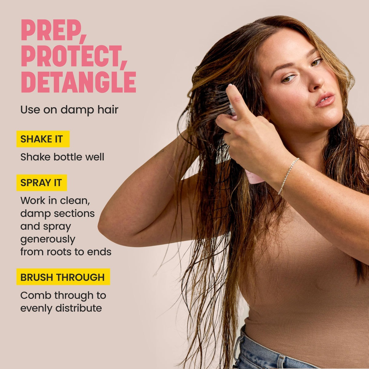 Drybar bottle in hand for size reference and travel-friendly benefit