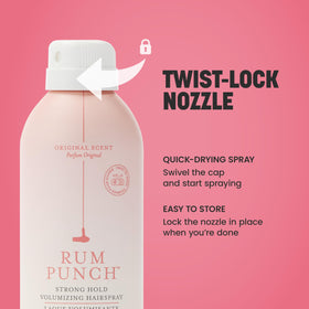 Drybar bottle in travel pouch emphasizing leak-proof, twist-lock convenience