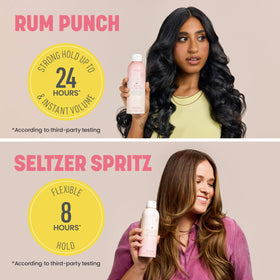 Drybar spray tucked into a handbag showing easy touch-up on the go