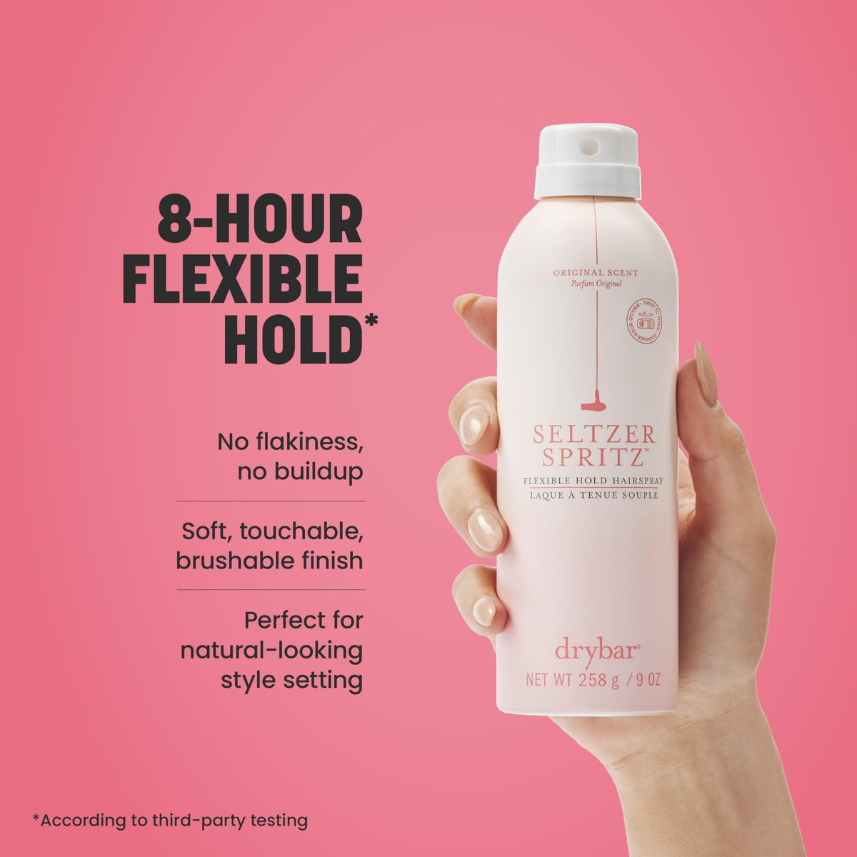 Drybar mist action spraying ultrafine cloud for even, fast drying