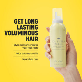 Drybar mousse foam texture on palm demonstrating lightweight, buildable volume