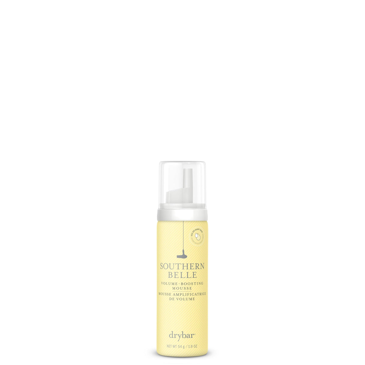 Drybar travel mousse front packaging showing product and branding for quick styling
