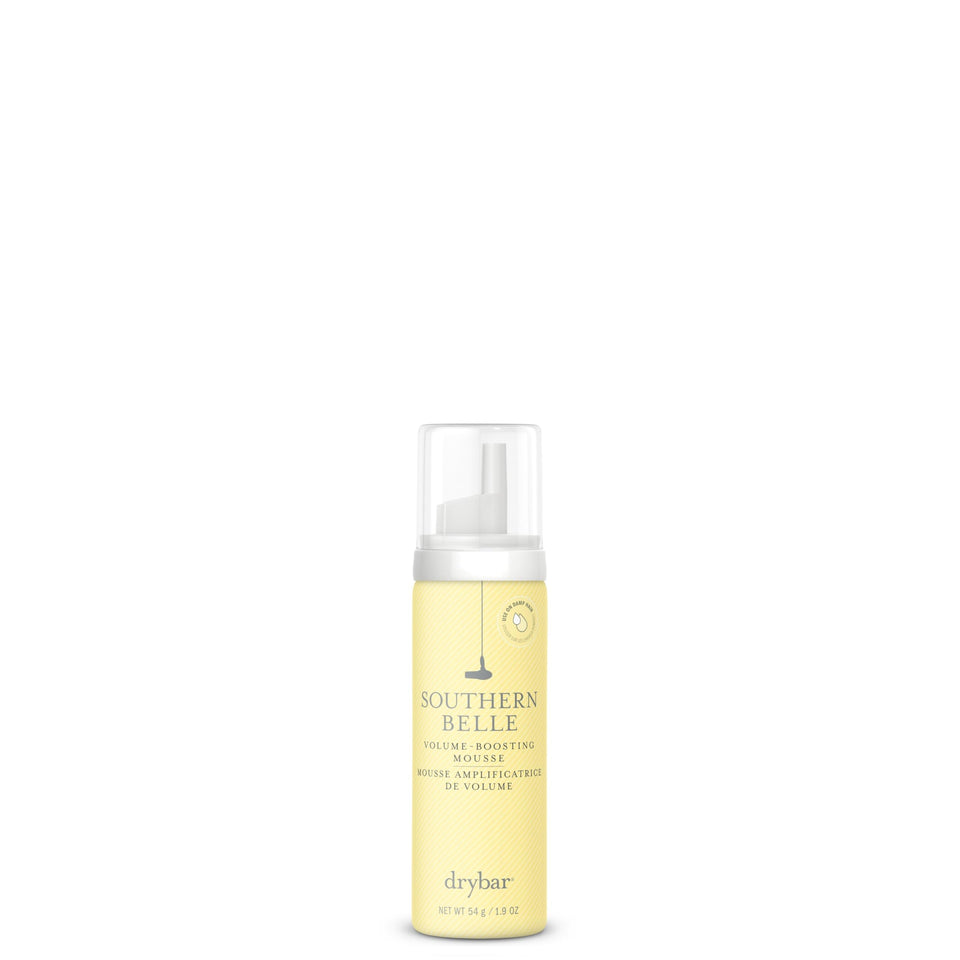 Drybar travel mousse front packaging showing product and branding for quick styling