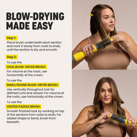 Drybar interchangeable attachments lined up to show versatility and quick swapping