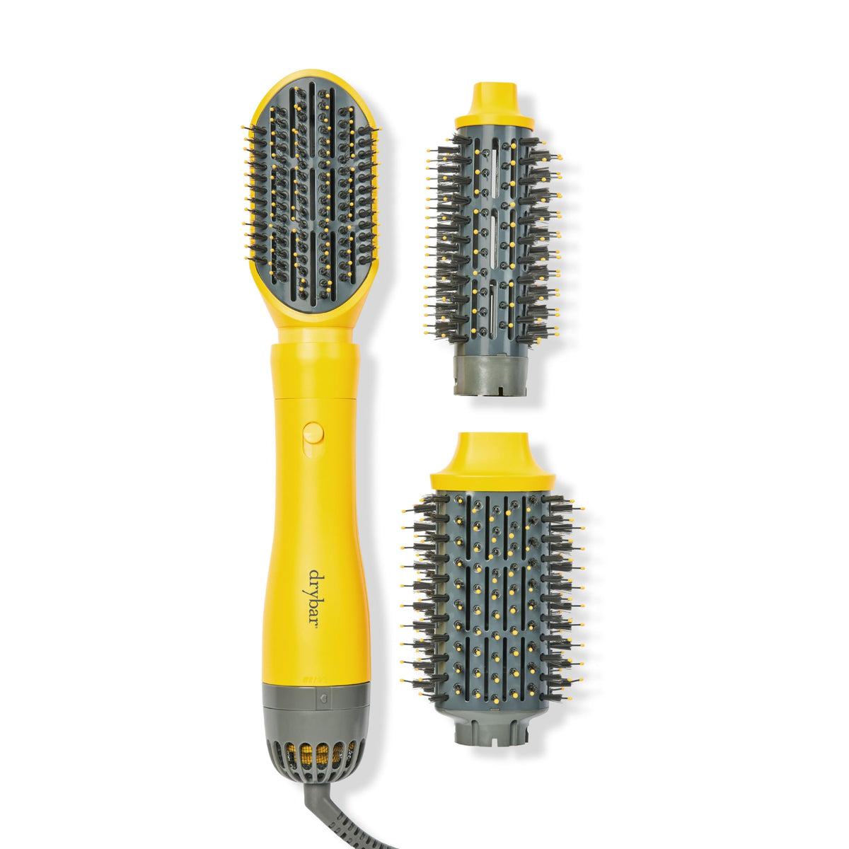 Drybar Triple Shot front view shows sleek handle and one attachment, easy styling