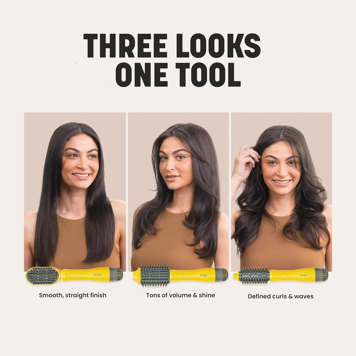 Drybar Triple Shot held in hand to show compact size and ergonomic grip