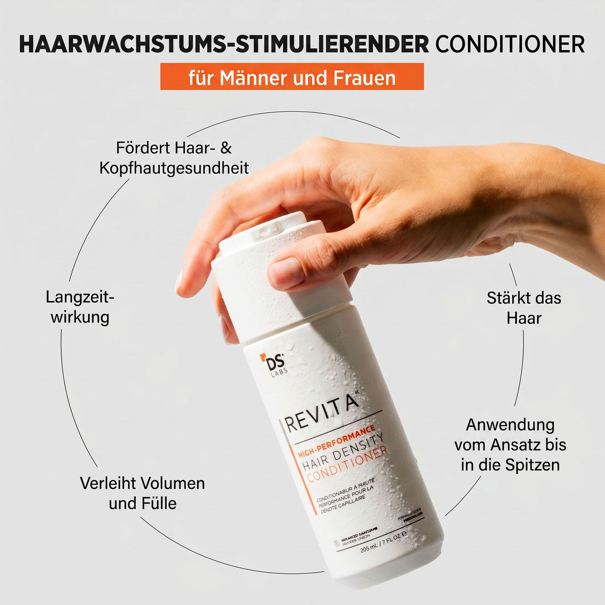 DS Laboratories back label close-up highlighting ingredients and usage benefit