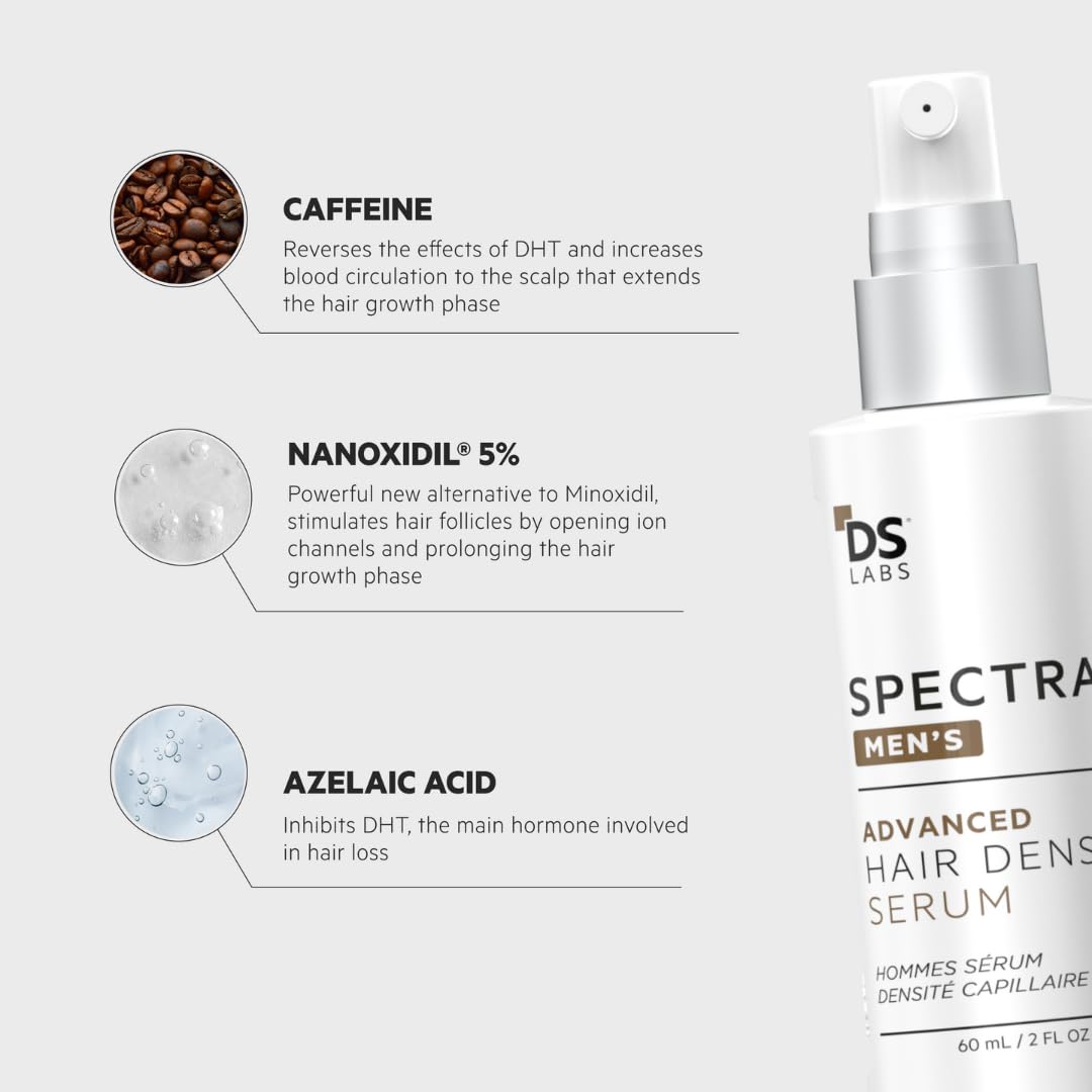 DS Laboratories applied to scalp at hairline illustrating targeted coverage benefit