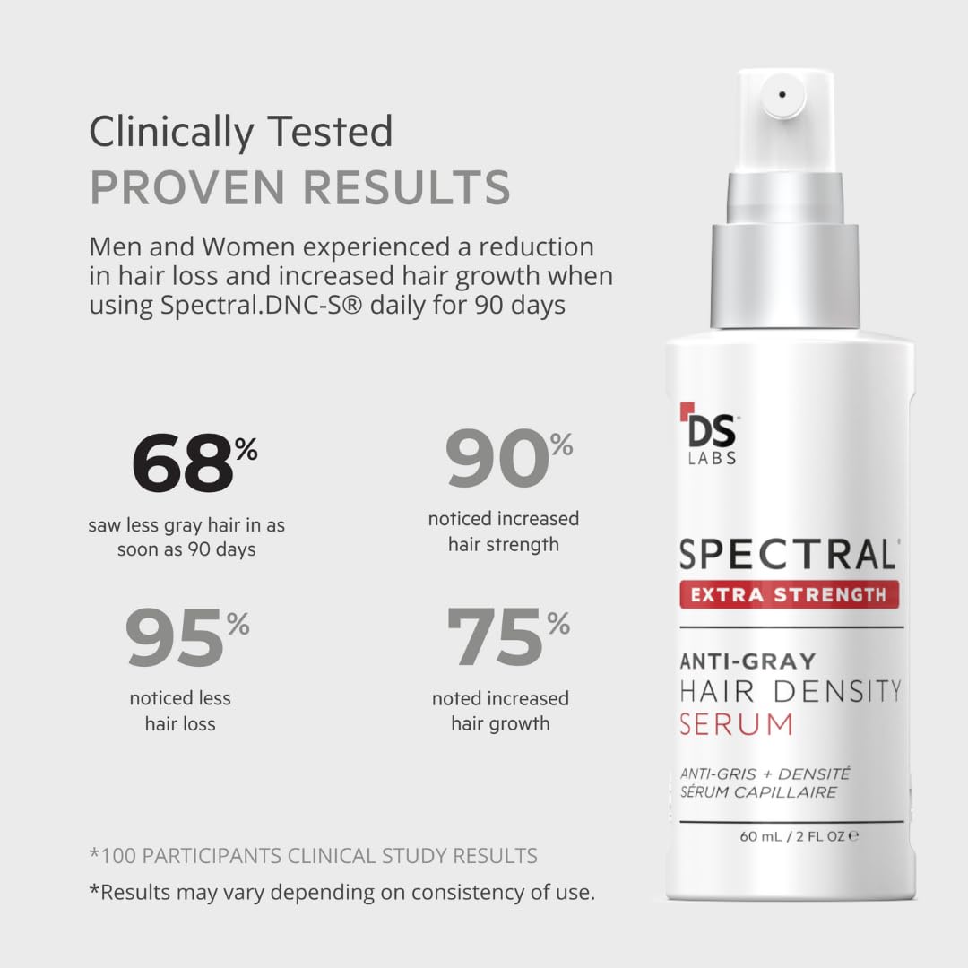 DS Laboratories product label close-up showing key actives like Nanoxidil and Melanex for ingredient transparency