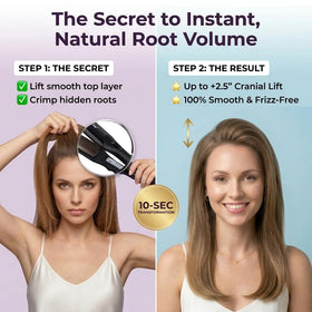 DSHOW crimper in use creating hidden root volume for fuller hair