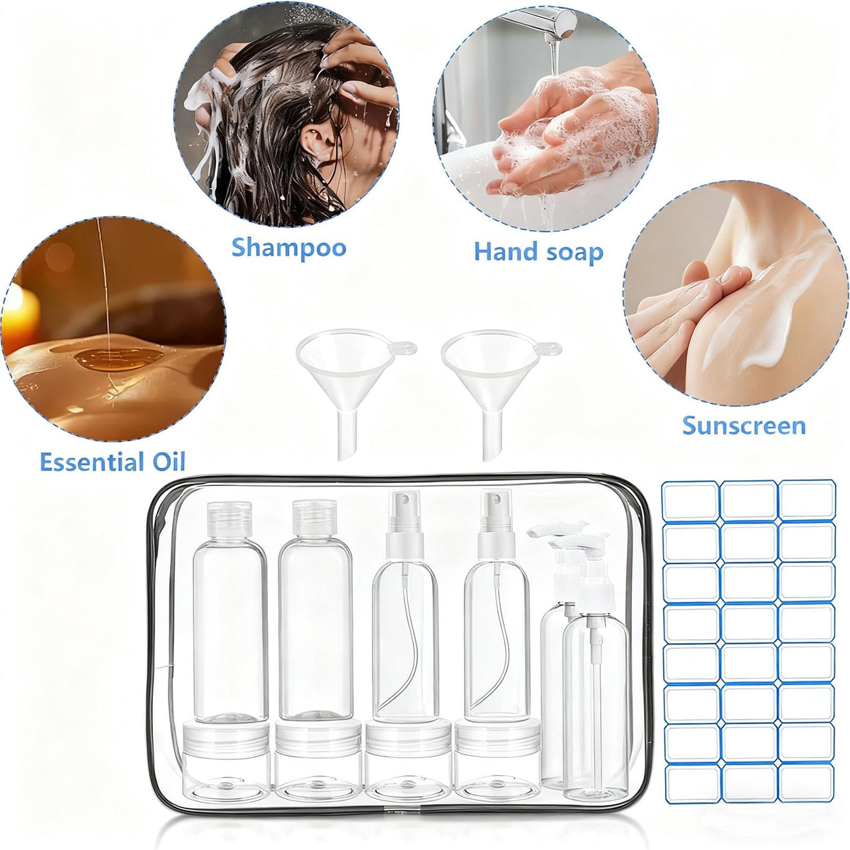 DTDNZKN funnels and labels set for mess-free refills