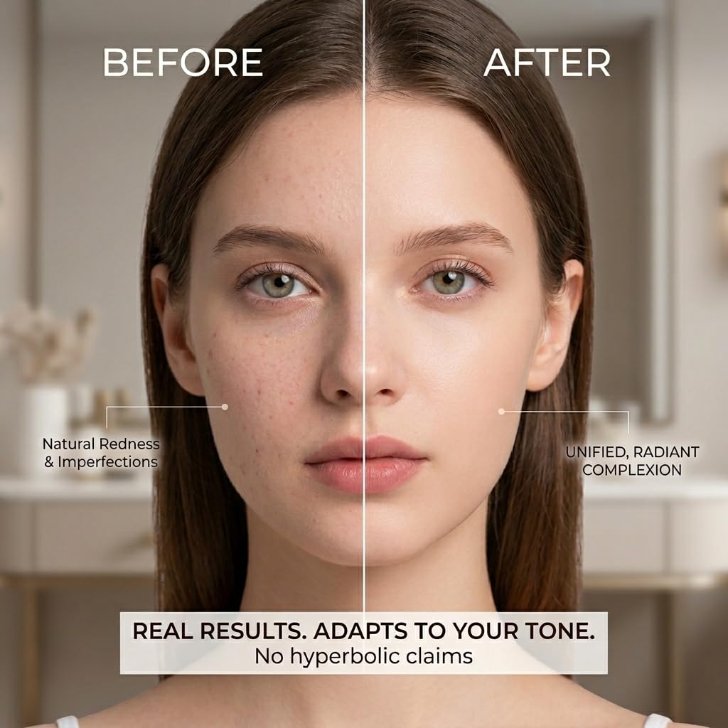 DTMIEAXN lifestyle shot of woman applying foundation for natural glow