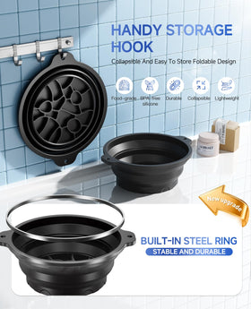 Dtuoen material detail showing soft silicone texture and durable, tear-resistant benefit
