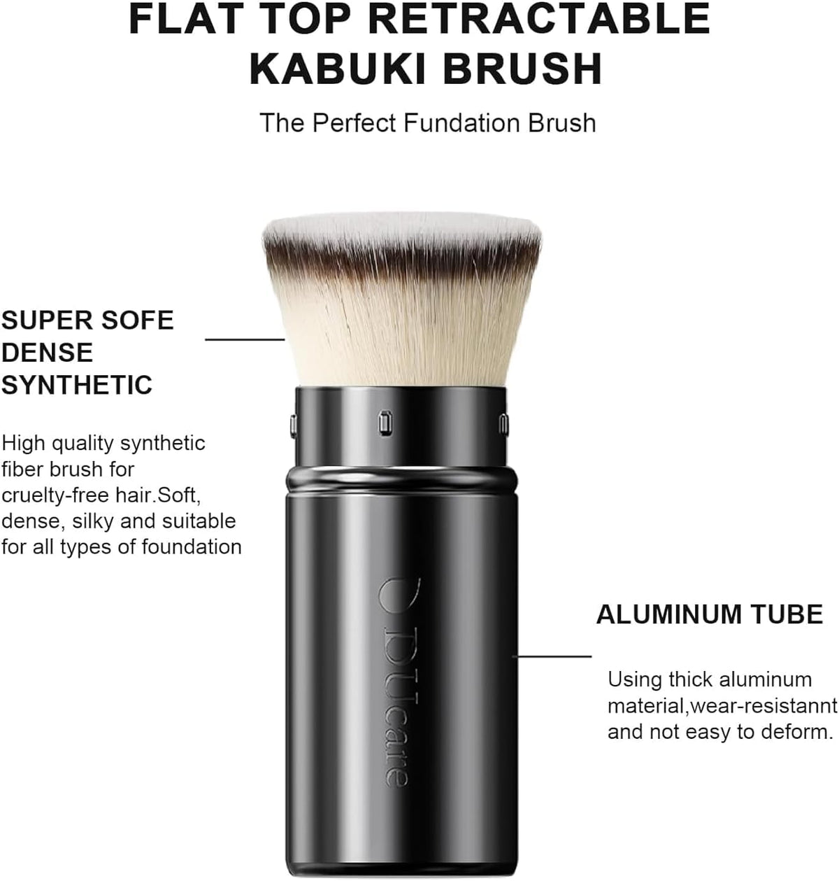 DUcare close-up of dense vegan bristles highlighting softness and smooth blending