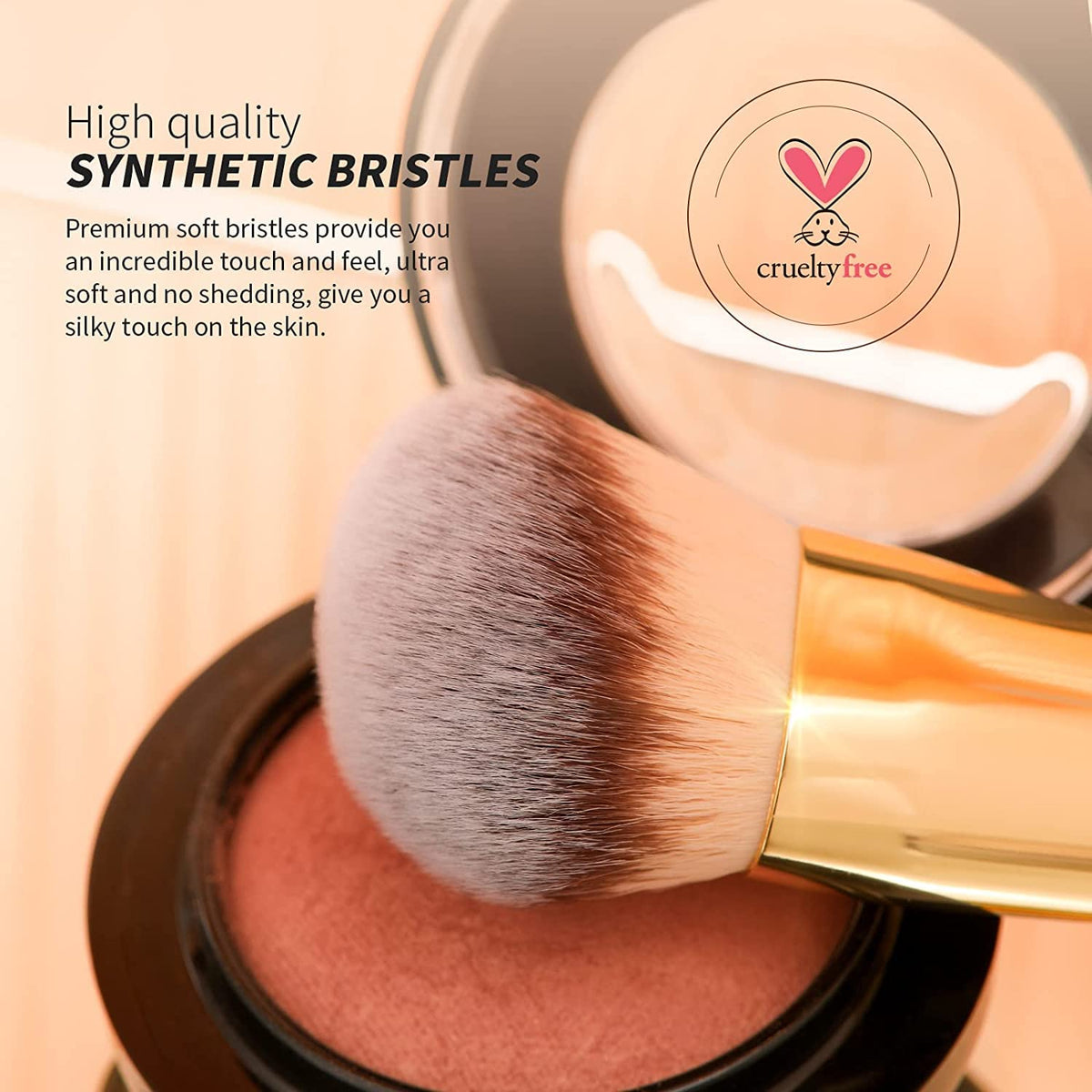 DUcare bristles texture macro showing soft synthetic fibers for streak-free blending