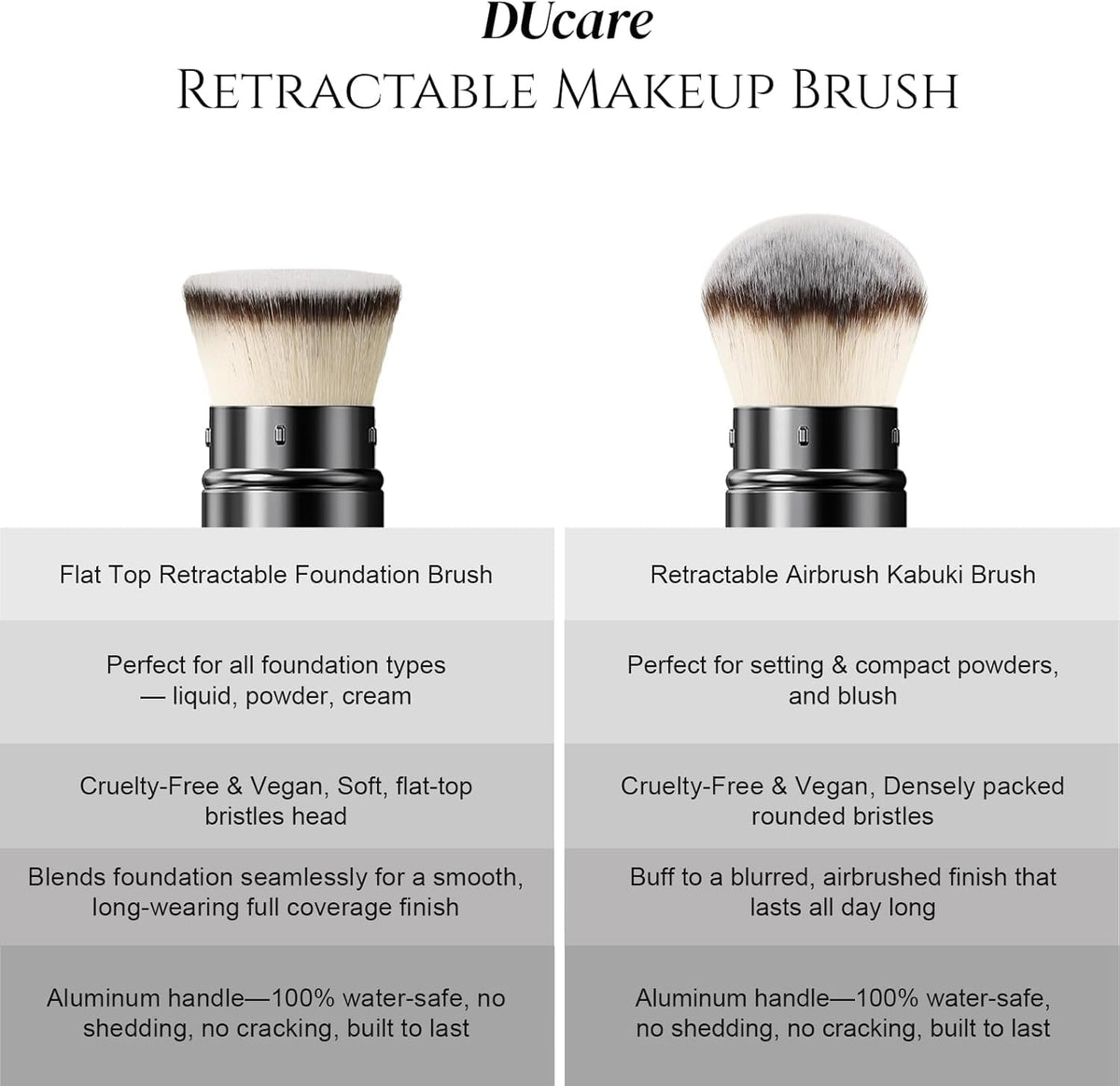 DUcare brush applying bronzer to leg for seamless, full-coverage tan finish