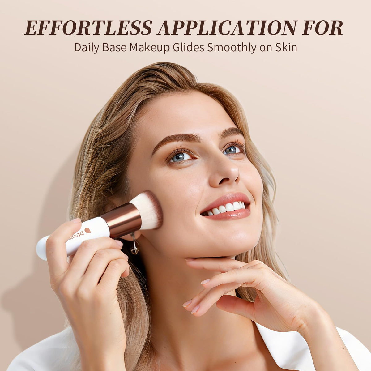 DUcare brush in use applying foundation for smooth, even coverage