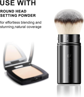 DUcare brush in use applying foundation for an even, airbrushed finish