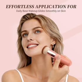 DUcare brush in use with liquid foundation delivering even coverage