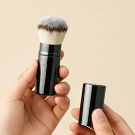 DUcare brush with self-tanner demo showing streak-free, buildable coverage