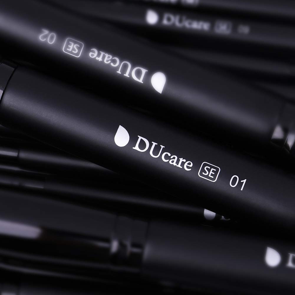 DUcare brushes in use applying foundation on model for seamless, professional finish