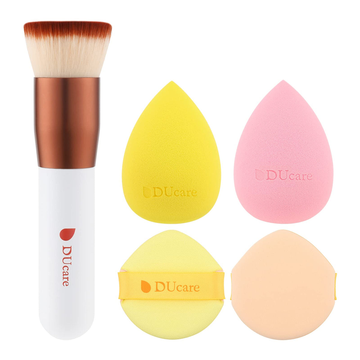 DUcare flat-top kabuki brush head showing even coverage benefit