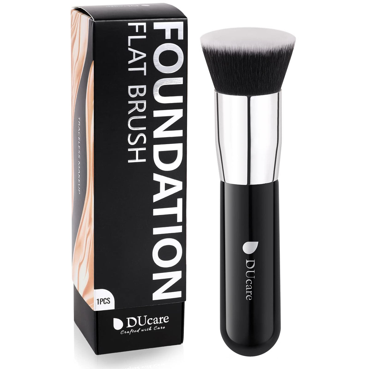 DUcare kabuki brush front view shows flat-top for fast blending