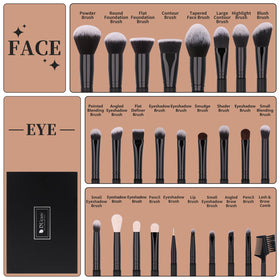 DUcare kabuki and foundation brushes close-up demonstrating dense bristles for smooth blending