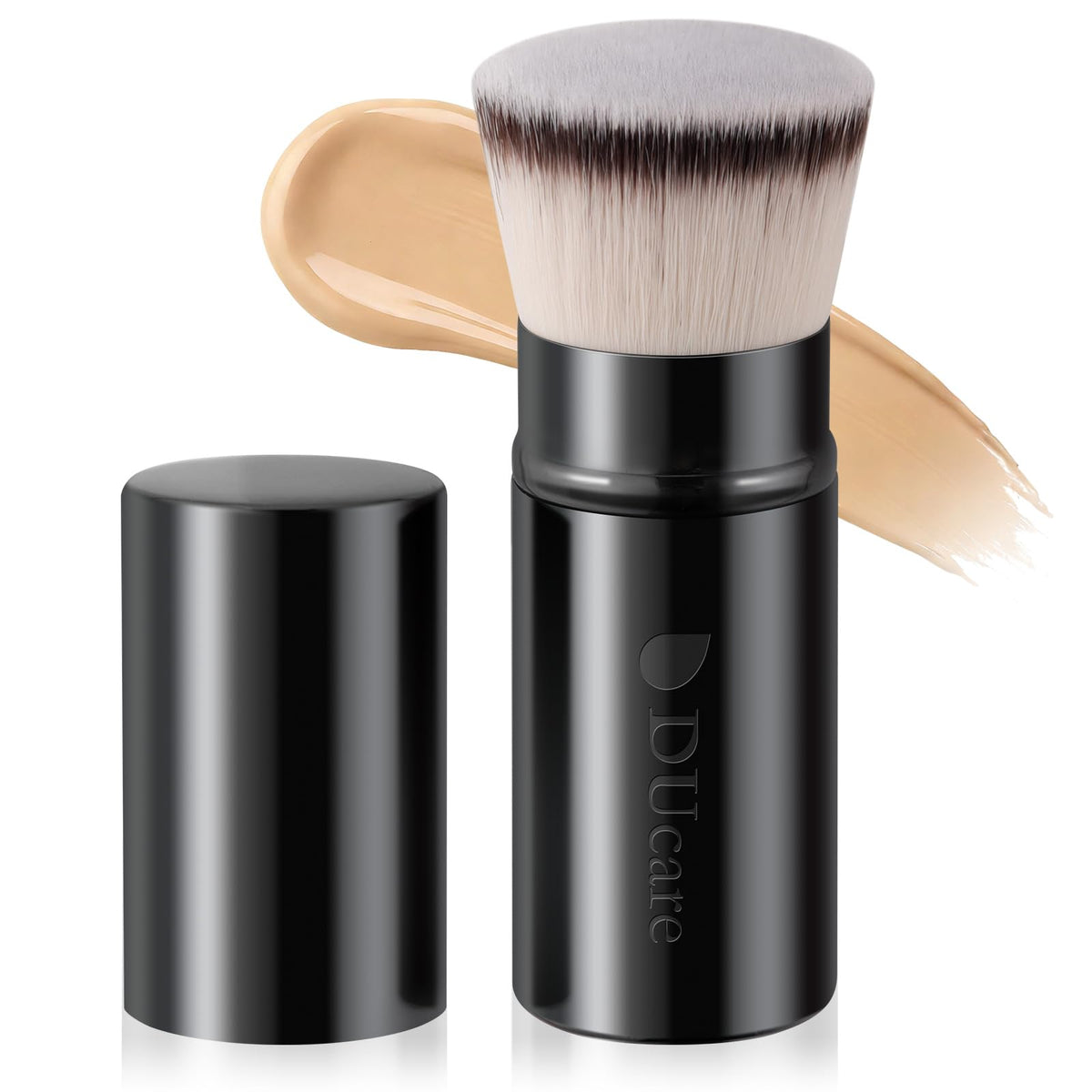 DUcare retractable brush front view showing compact travel-ready design and protection