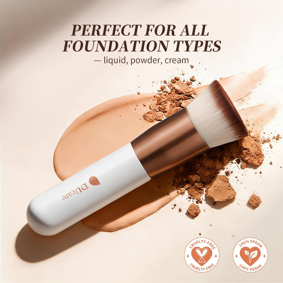 DUcare brush size comparison in hand showing compact travel-friendly length