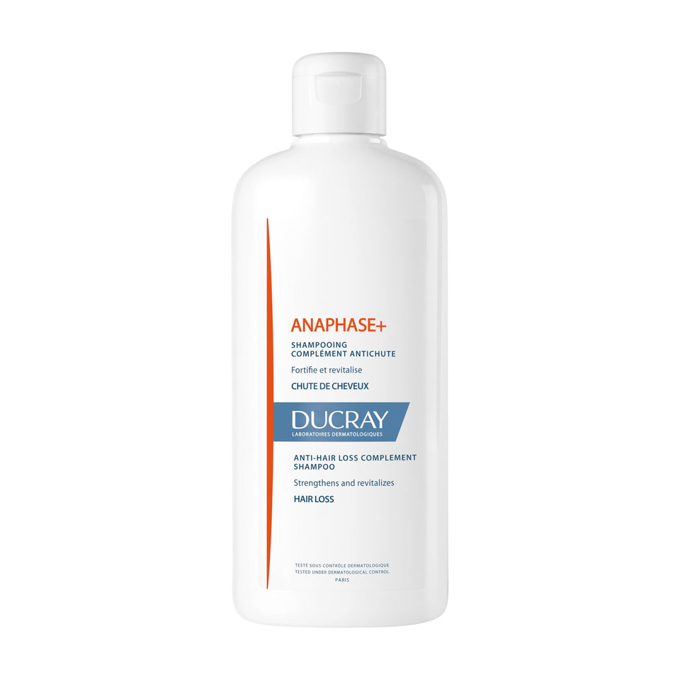 Ducray Anaphase+ front bottle showing packaging and volumizing benefit